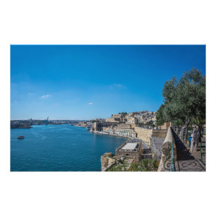 Panoramasicht auf die Stadtmauer und den Hafen von Fotodruck