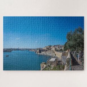 Panoramasicht auf die Stadtmauer und den Hafen von Puzzle