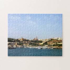 Panoramasicht auf Mgarr, Stadt und Hafen Puzzle