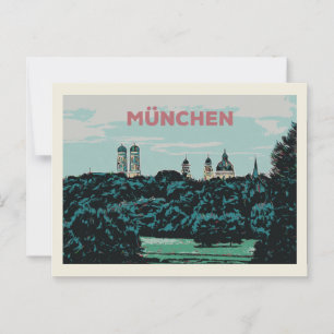Panoramasicht auf München vom Land aus Postkarte