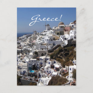 Panoramasicht auf Oia, Griechenland Postkarte