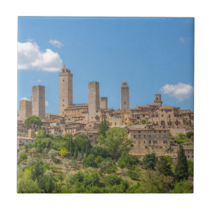 Panoramasicht auf San Gimignano Toskana Italien Fliese