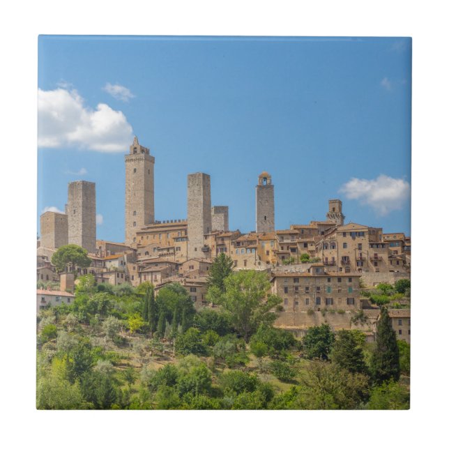 Panoramasicht auf San Gimignano Toskana Italien Fliese (Vorderseite)