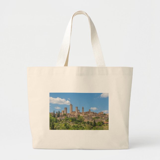 Panoramasicht auf San Gimignano Toskana Italien Jumbo Stoffbeutel (Vorne)