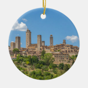 Panoramasicht auf San Gimignano Toskana Italien Keramik Ornament