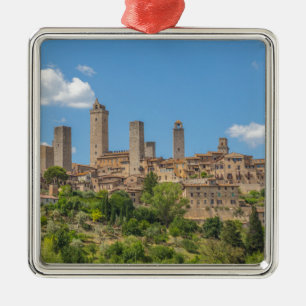 Panoramasicht auf San Gimignano Toskana Italien Ornament Aus Metall