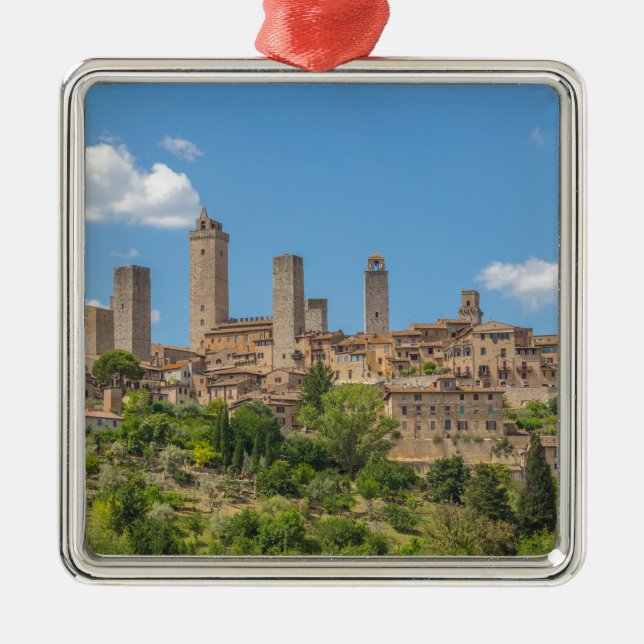 Panoramasicht auf San Gimignano Toskana Italien Ornament Aus Metall (Vorne)