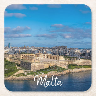 Panoramasicht auf Sliema in Malta Rechteckiger Pappuntersetzer