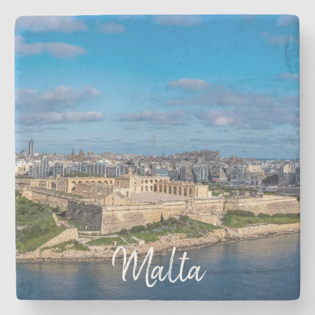 Panoramasicht auf Sliema in Malta Steinuntersetzer (Vorderseite)