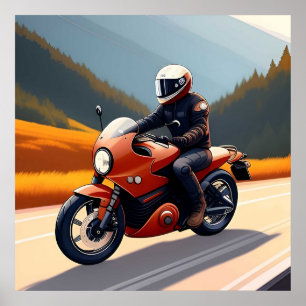 Panoramatour Motorrad für Biker Poster