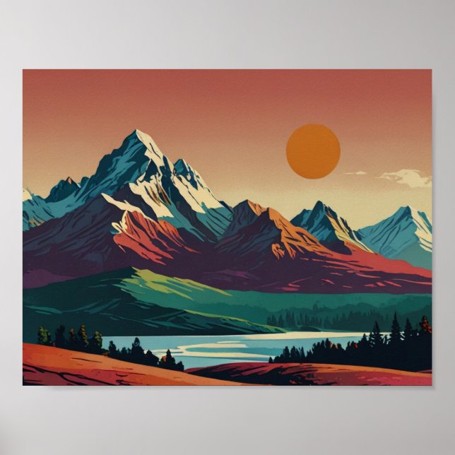 Panoramic Mid Century Modern Mountain poster (Vorne)