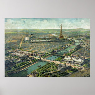 Panoramische Darstellung der Weltausstellung 1900 Poster