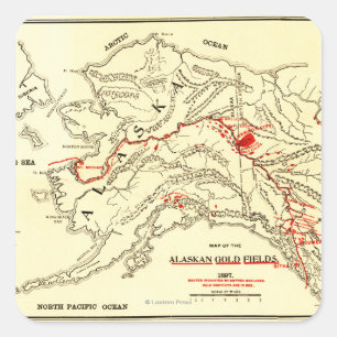 Panoramische Karte Alaskas Quadratischer Aufkleber