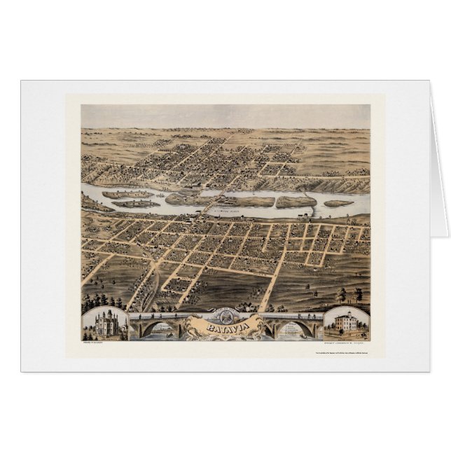 Panoramische Karte Batavias, IL - 1869 (Vorderseite (Horizontal))