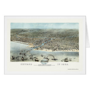 Panoramische Karte Chicagos, IL - 1868