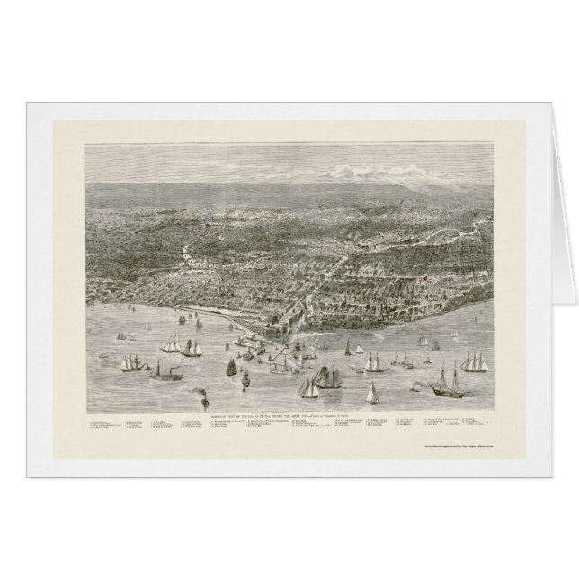 Panoramische Karte Chicagos, IL - 1871 (Vorderseite (Horizontal))