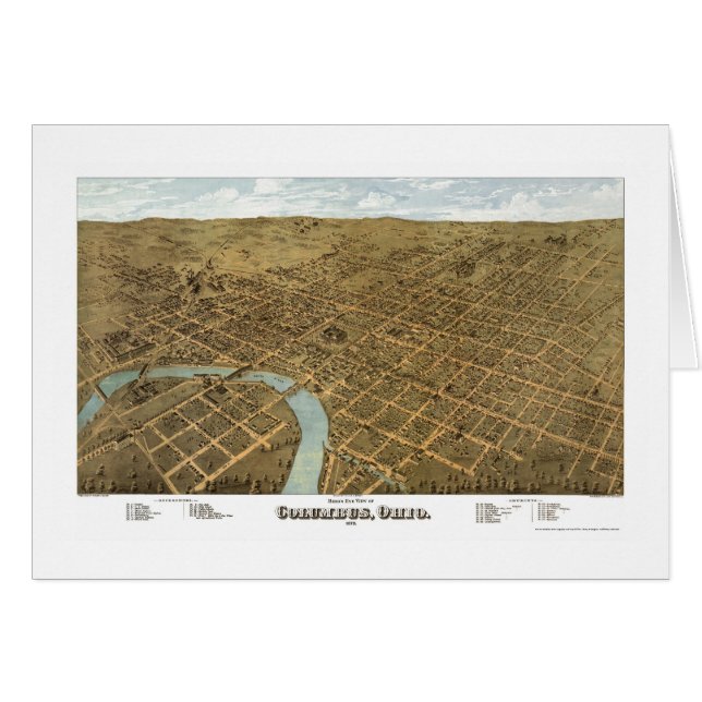 Panoramische Karte Columbus, OH- - 1872 (Vorderseite (Horizontal))