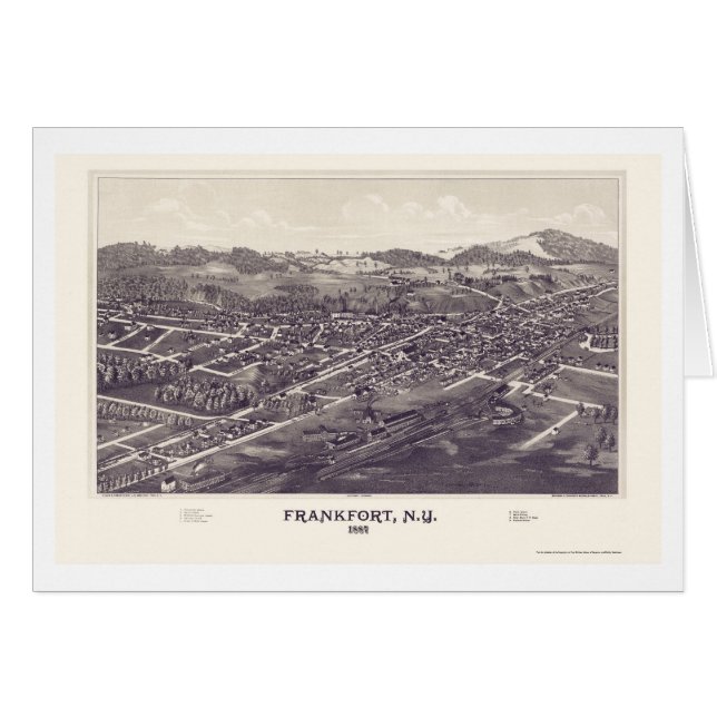 Panoramische Karte Frankfort, New York - 1887 (Vorderseite (Horizontal))