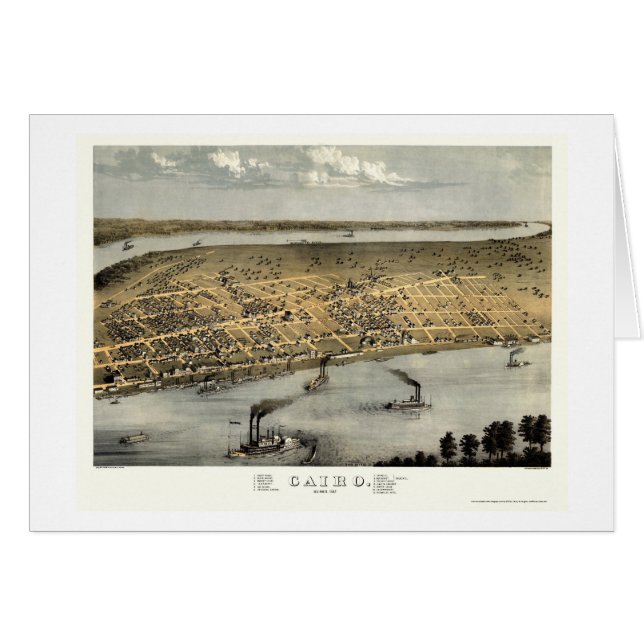 Panoramische Karte Kairos, IL - 1867 (Vorderseite (Horizontal))