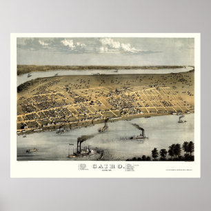 Panoramische Karte Kairos, IL - 1867 Poster