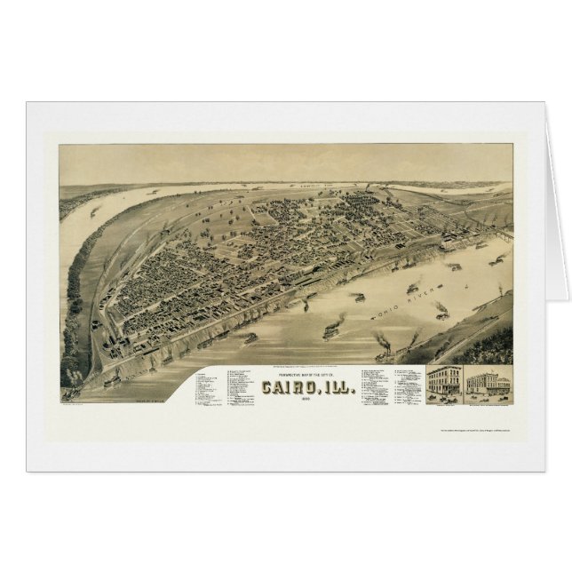 Panoramische Karte Kairos, IL - 1888 (Vorderseite (Horizontal))