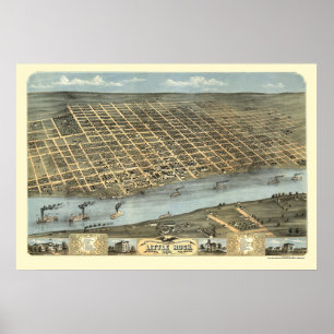 Panoramische Karte Little Rocks, Arkansas - 1871 Poster