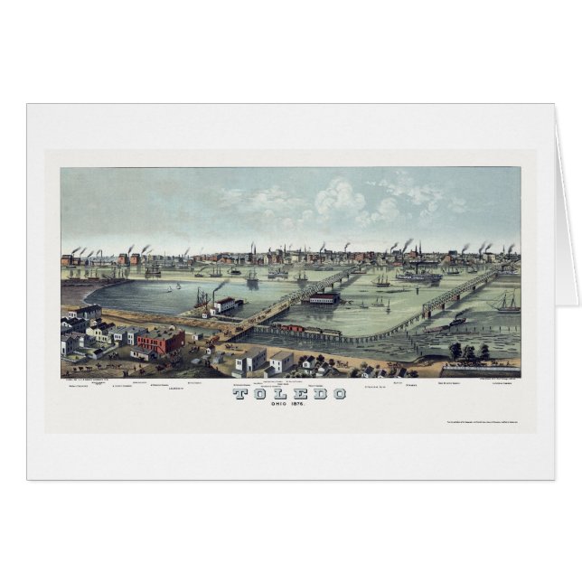 Panoramische Karte Toledos, OH- - 1876 (Vorderseite (Horizontal))