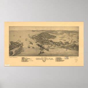 Panoramische Karte Zedern-Schlüsselfloridas 1884 Poster