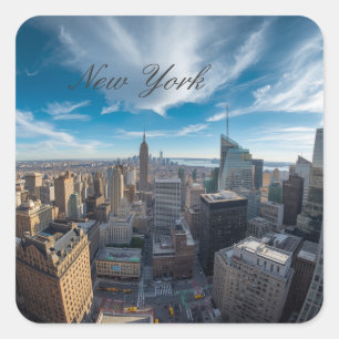 Panoramische New York City Reise Quadratischer Aufkleber