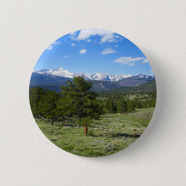 Panoramische Rocky Mountain View Landschaft Button (Vorderseite)