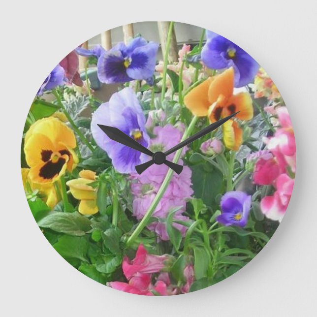 Panoramische Stiefmütterchen-Wand-Uhr Große Wanduhr (Vorderseite)