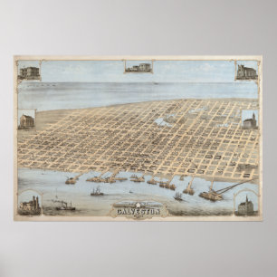 Panoramisches Galveston Poster