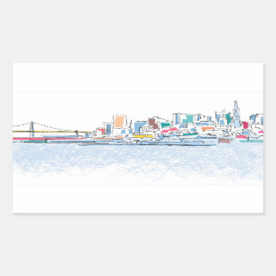 Panoramisches San Franciso, CA Rechteckiger Aufkleber