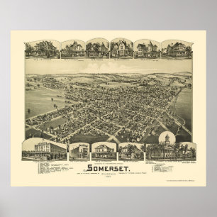 Panoramkarte von Somerset, PA - 1900 Poster