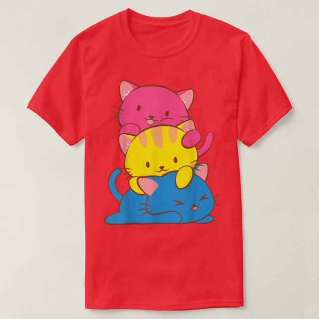 Panseual Kawaii Cat Anime, Pan Pride Art Cute  T-Shirt (Design vorne)