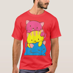 Panseual Kawaii Cat Anime, Pan Pride Art Cute T-Shirt