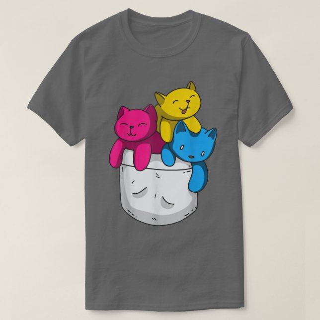 Panseual Pride Funny Kawaii Kitty Cat Pocket Pride T-Shirt (Design vorne)