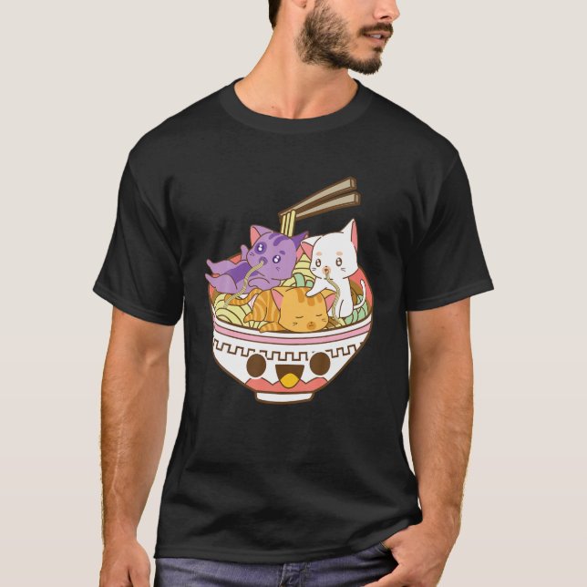 Pansexual Anime Ramen T-Shirt Japanische Katzen Ra (Vorderseite)