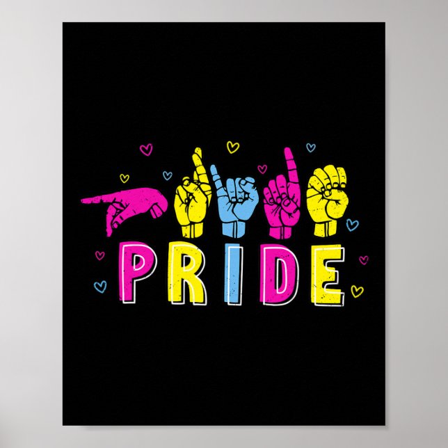 Pansexual ASL Pride Pan Rainbow Sign Language Deaf Poster (Vorne)