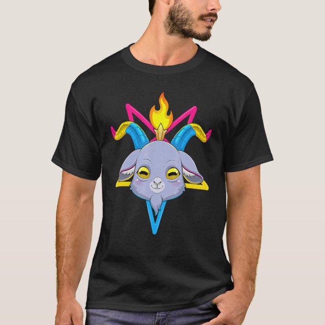Pansexual Baphomet Satan Goat Head Lgbt Pan Pride T-Shirt (Vorderseite)