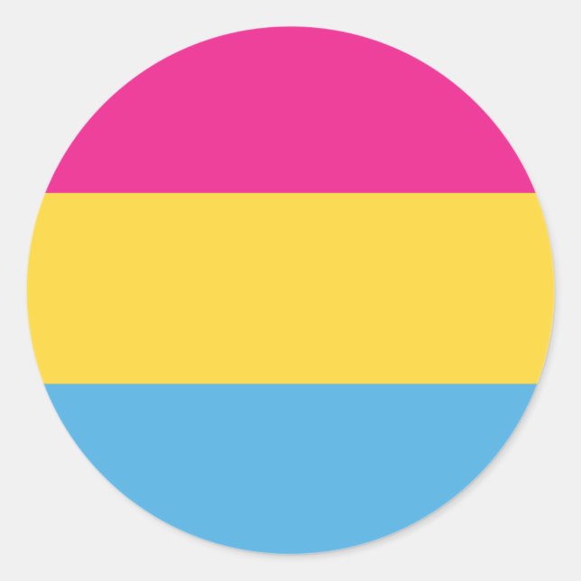 Pansexual | Design der Druckflagge | Streifen | Runder Aufkleber (Vorderseite)