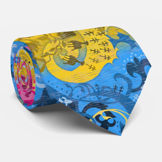 Pansexual Dragon Damask - Farben der Flagge Krawatte (Gerollt)