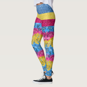 Pansexual Dragon Damask Glitzer Flag Farben Leggings