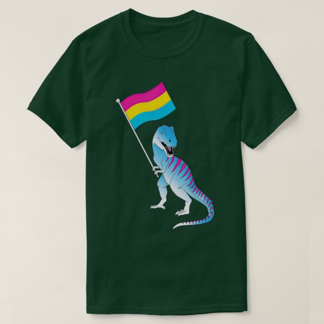 Pansexual Flag Dinosaur Pride LGBQIA Nonbinary Gen T-Shirt (Design vorne)