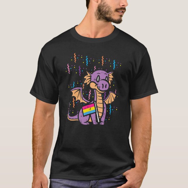Pansexual Flag Dragon Pan Pride Month Lgbtq Ally L T-Shirt (Vorderseite)