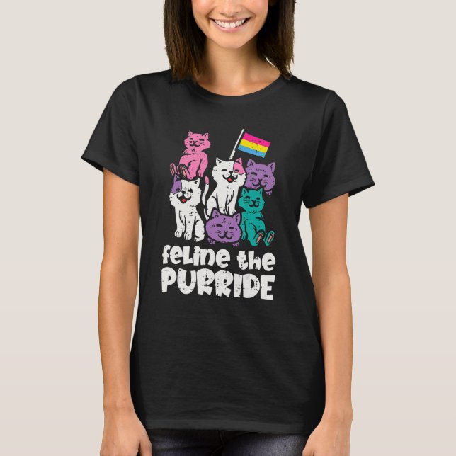 Pansexual Flag Feline The Purride Cats Pan Pride L T-Shirt (Vorderseite)