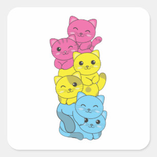 Pansexual Flag Pansexual Pride Lgbtq Niedlich Cat Quadratischer Aufkleber