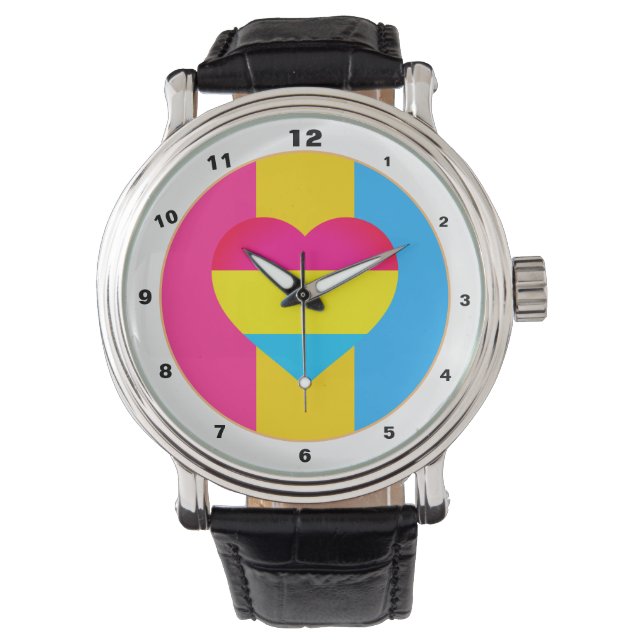 Pansexual Flag & Pride Community / Geschlechterfla Armbanduhr (Vorderseite)
