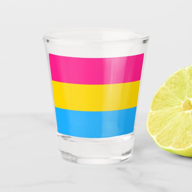 Pansexual Flag & Pride Community/Geschlechterflagg Schnapsglas (Vorderseite)