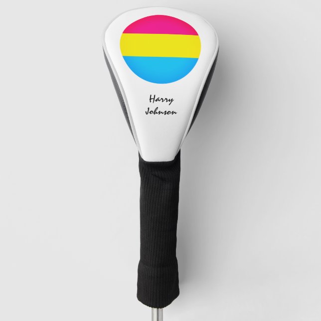 Pansexual Flag & Pride Golf mit Monogramm / LGBT  Headcover (Vorderseite)